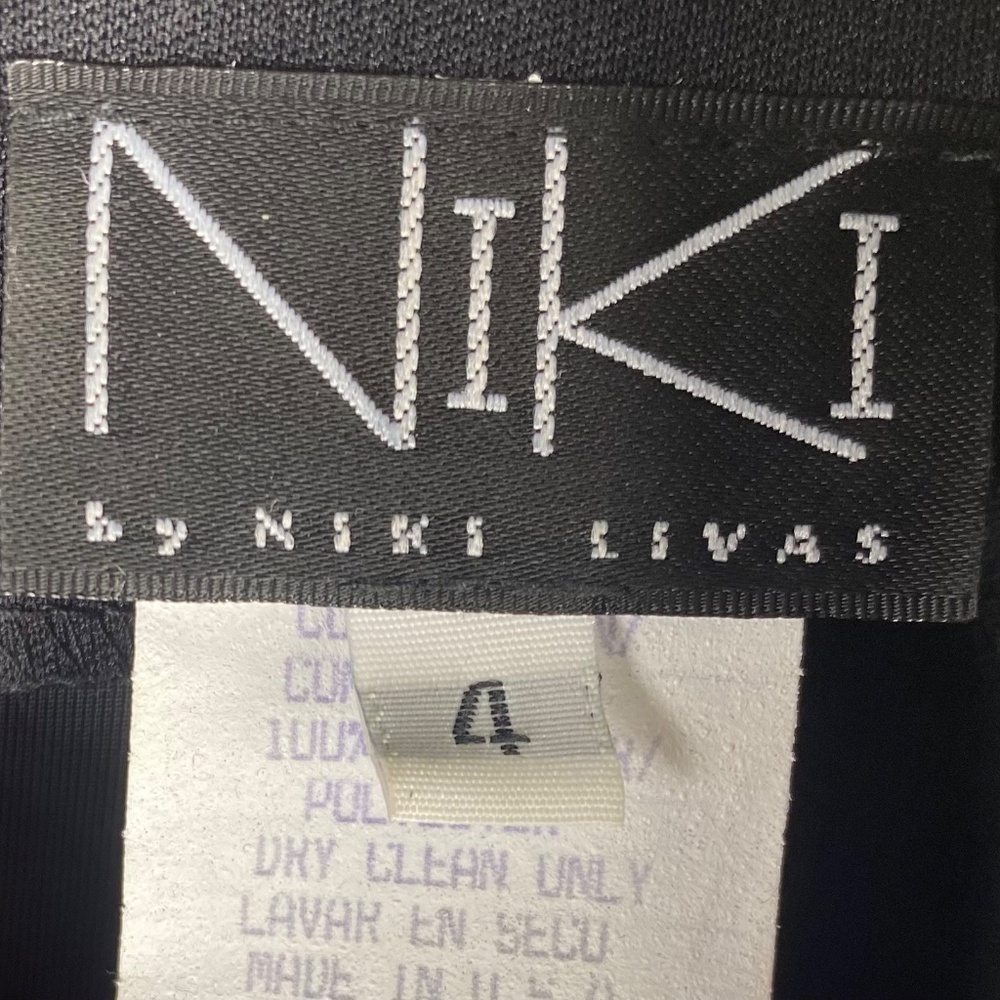 Vtg 90s Y2K Niki Livas Dress Sz 4 Small Velour Velvet Black Evening Cocktail - Picture 4 of 4